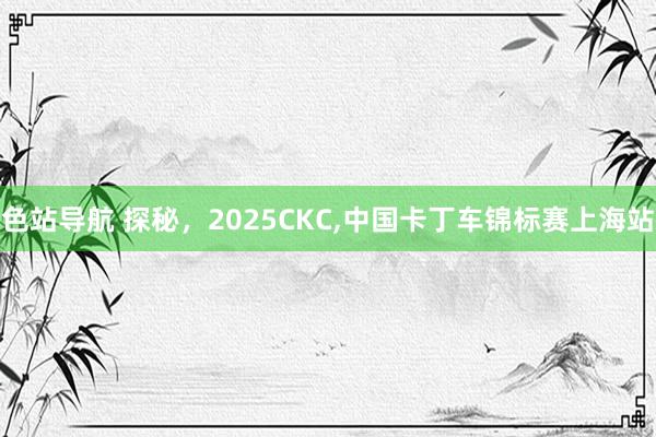 色站导航 探秘，2025CKC，中国卡丁车锦标赛上海站