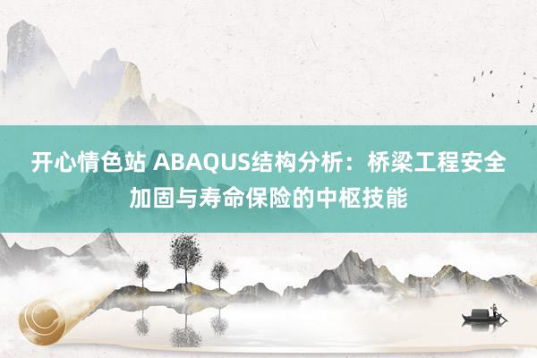 开心情色站 ABAQUS结构分析：桥梁工程安全加固与寿命保险的中枢技能