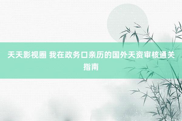 天天影视圈 我在政务口亲历的国外天资审核通关指南