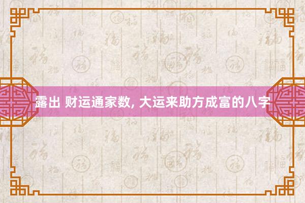 露出 财运通家数， 大运来助方成富的八字